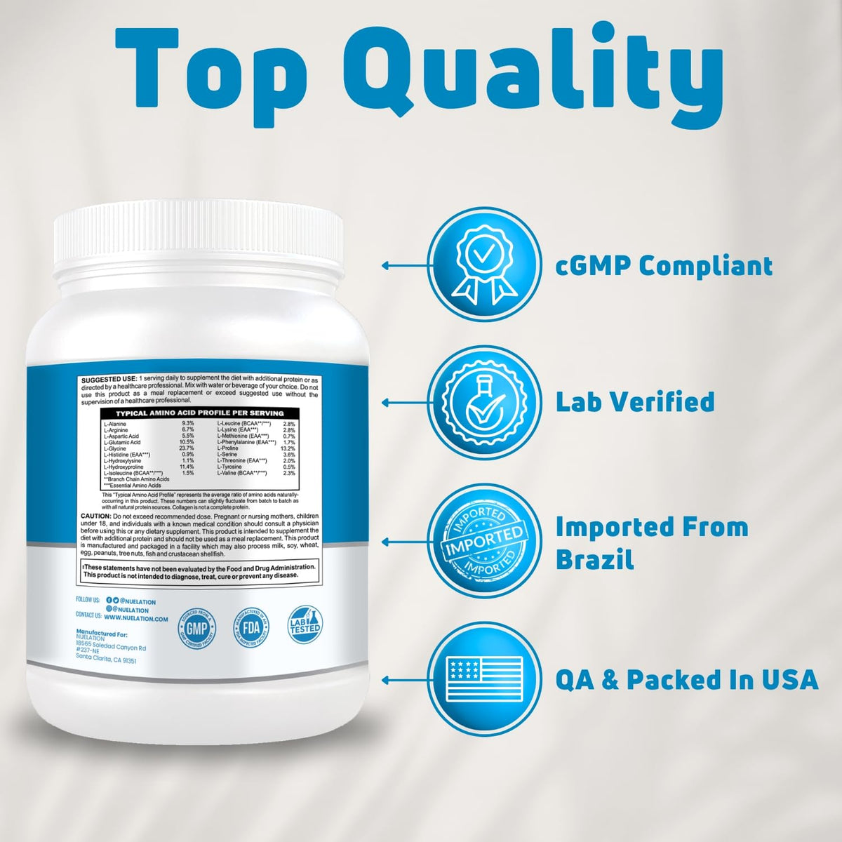 Grass Fed Hydrolyzed Bovine Collagen Peptides Powder 1LB Unflavored F22033