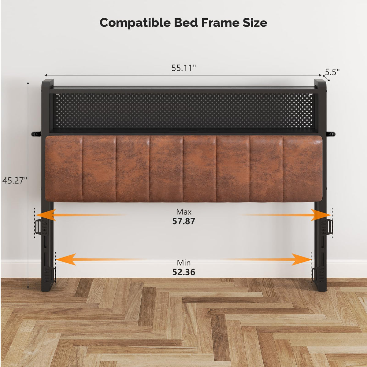 Full Size Faux PU Leather Upholstered Headboard with Charging Stations C108615