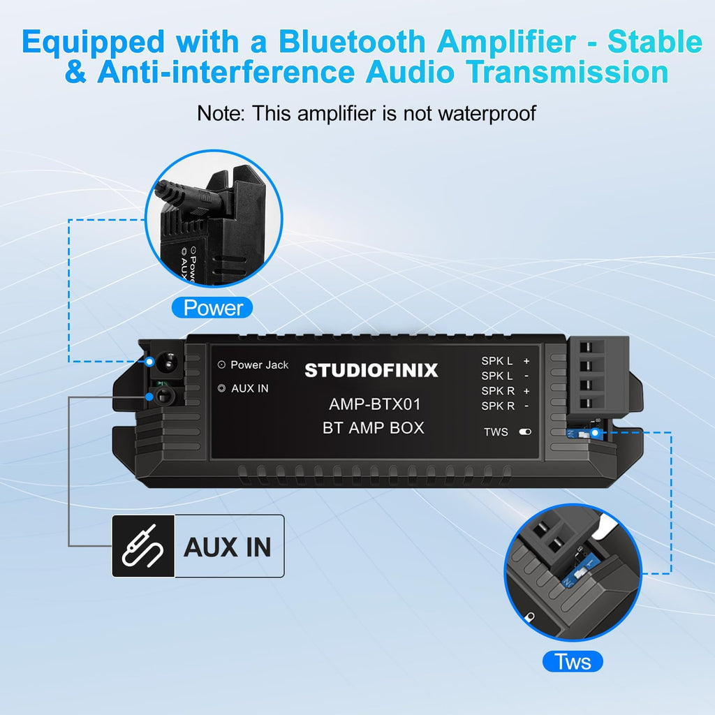 4 Inch 80W Bluetooth Waterproof Marine Speakers 2 Way Black X8546