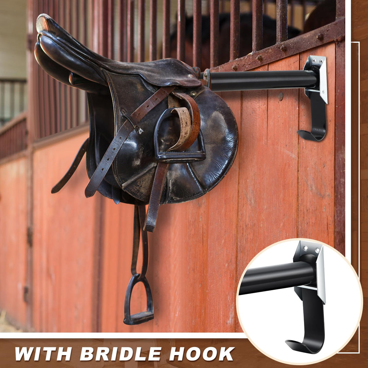 2 Pcs Wall Mount Saddle Rack with Bridle Holder M35248