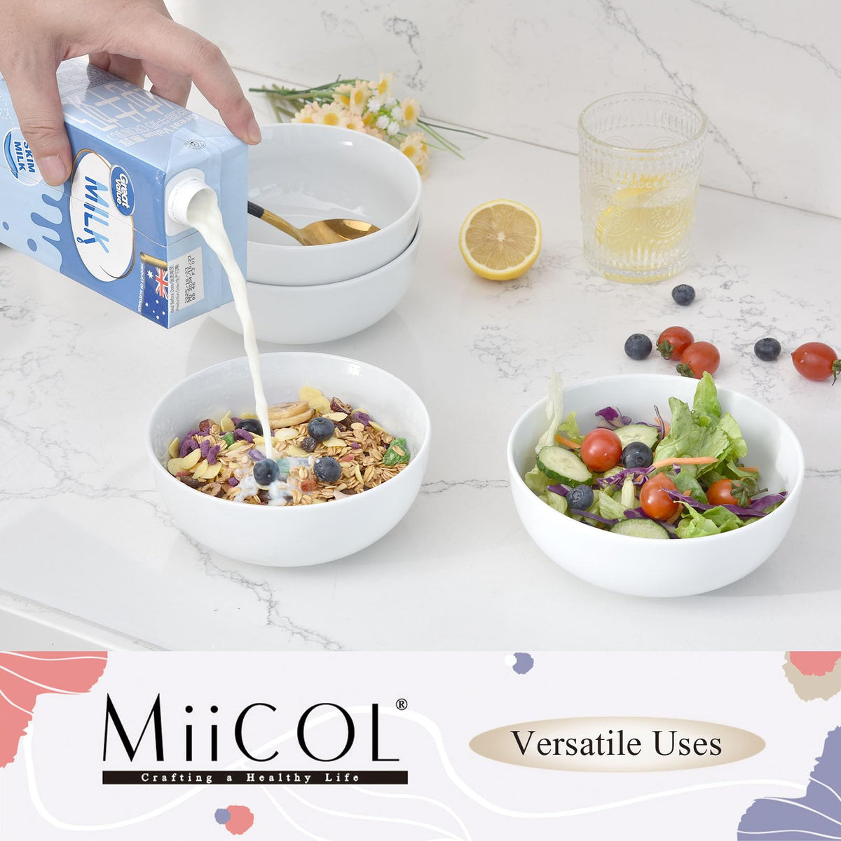 White Ceramic Soup Bowls Set of 4 Q80605