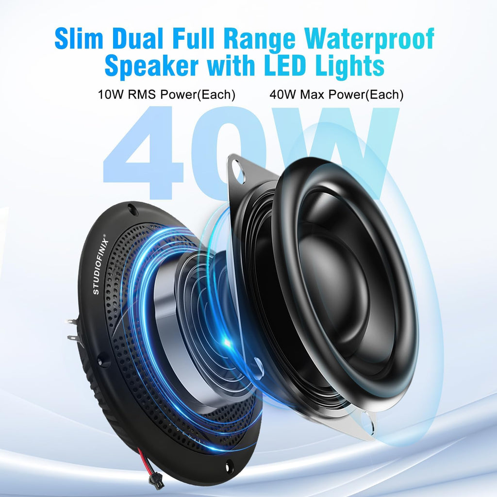 4 Inch 80W Bluetooth Waterproof Marine Speakers 2 Way Black X8546