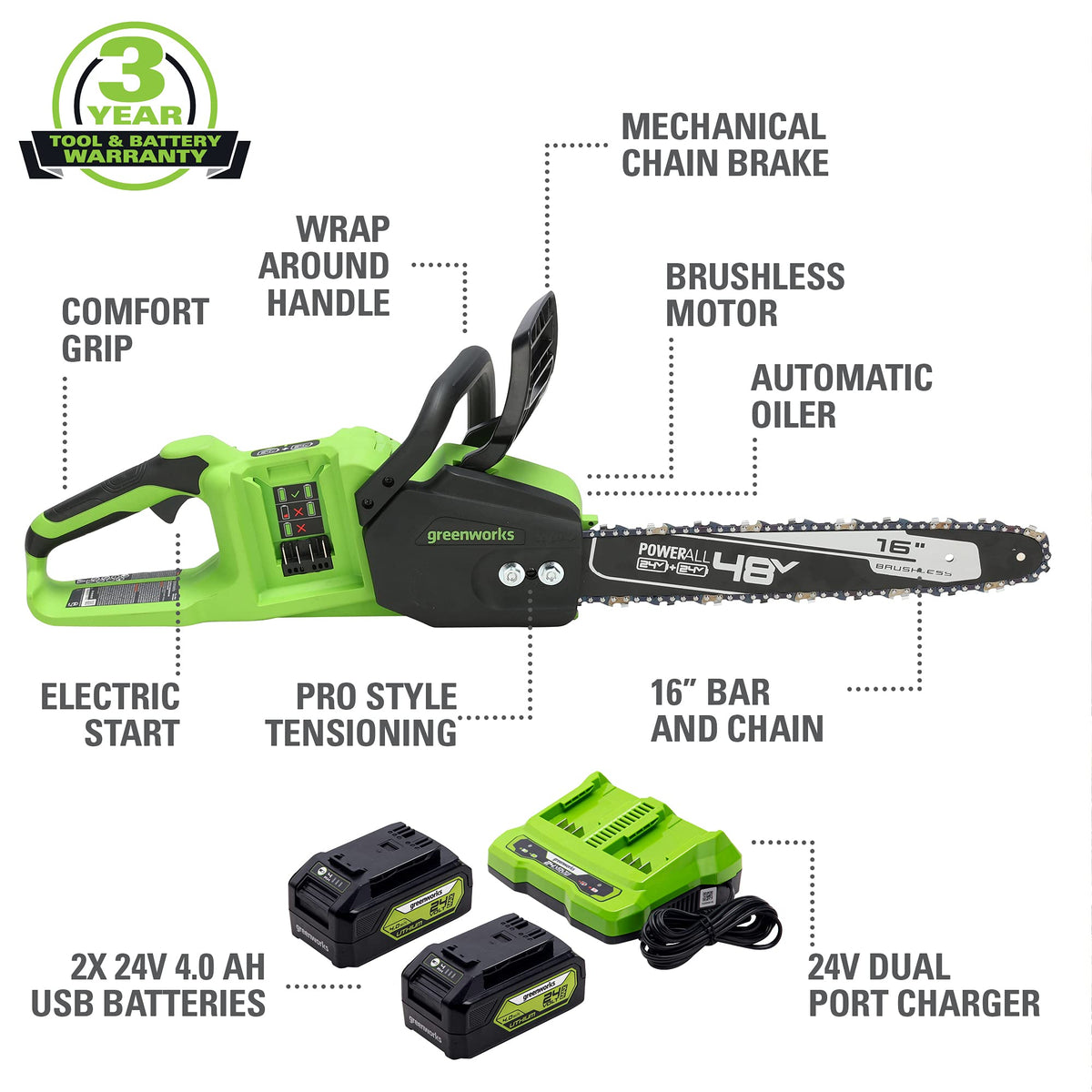 48V 16 in Cordless Electric Chainsaw F6349