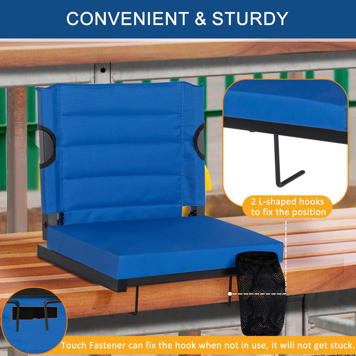 2 Pack Blue Stadium Seats for Bleachers with Back Support C32136
