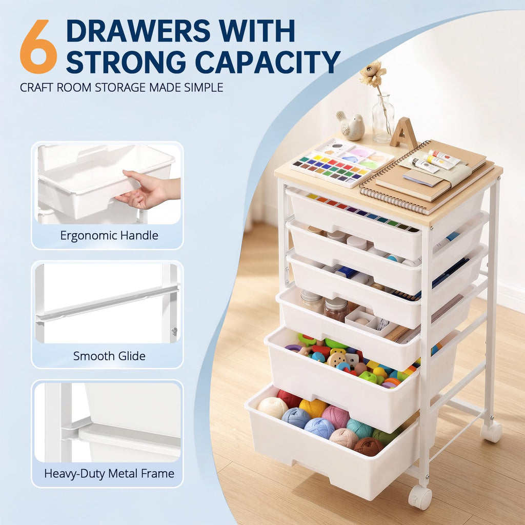 Rolling Storage Cart with 6 Drawers S21359