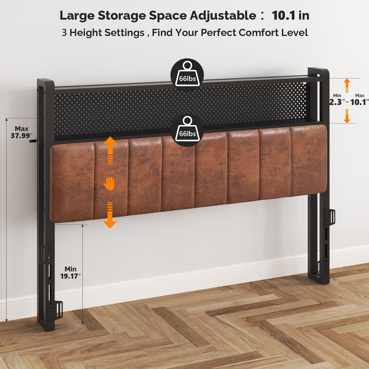 Full Size Faux PU Leather Upholstered Headboard with Charging Stations C108615