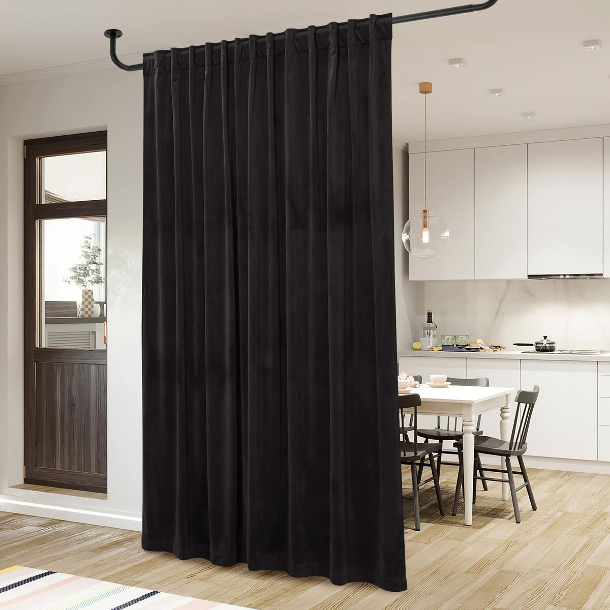 Black Velvet Curtains 1 Panel N23087