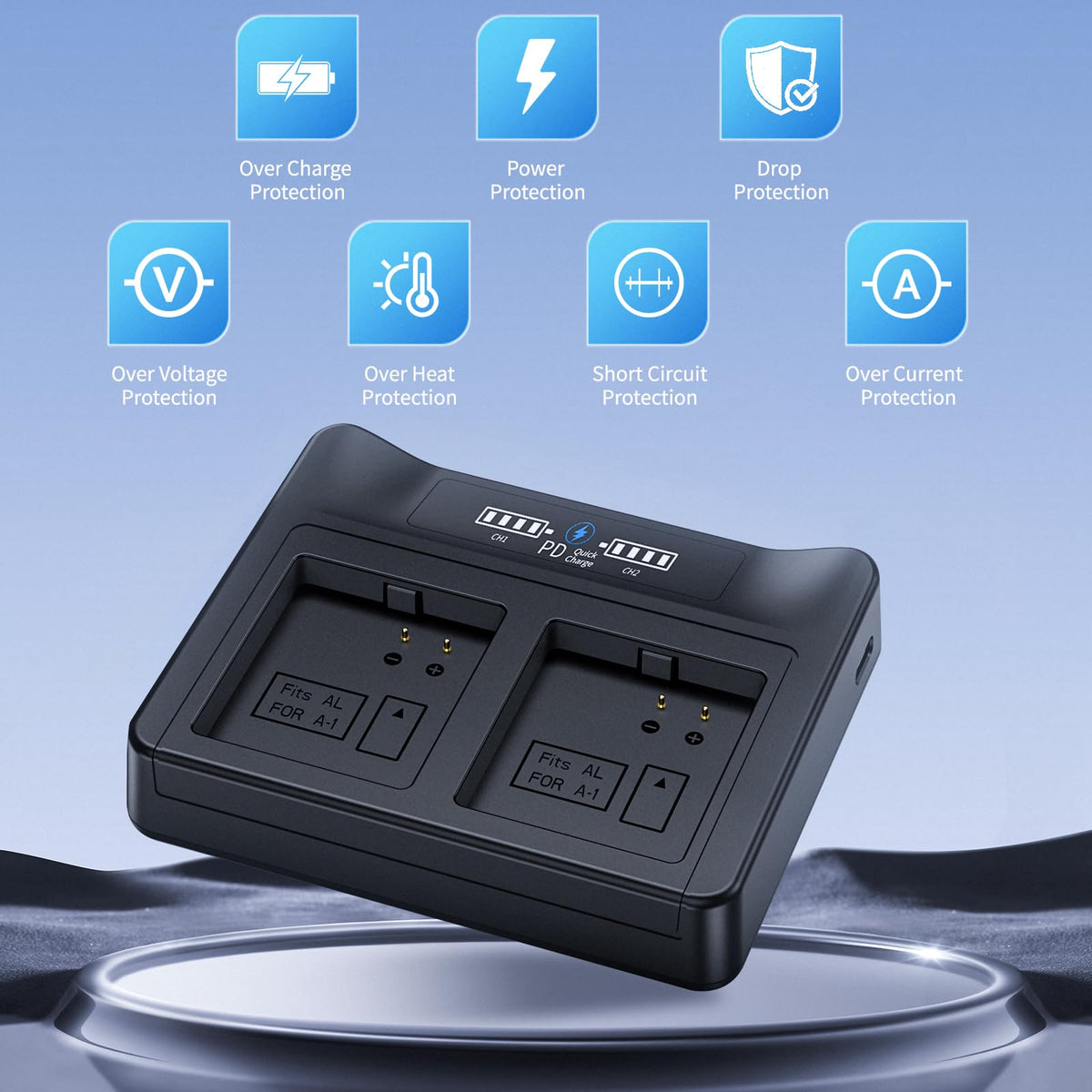 18W PD LCD USB Dual Battery Charger K9793