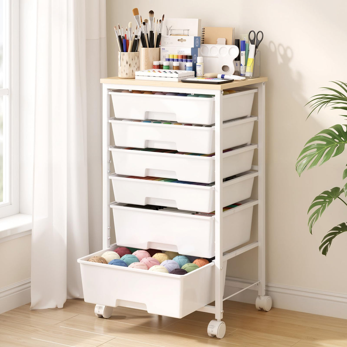 Rolling Storage Cart with 6 Drawers S21359
