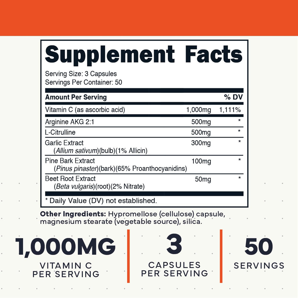 Nitric Oxide Booster 150 Veggie Capsules W685