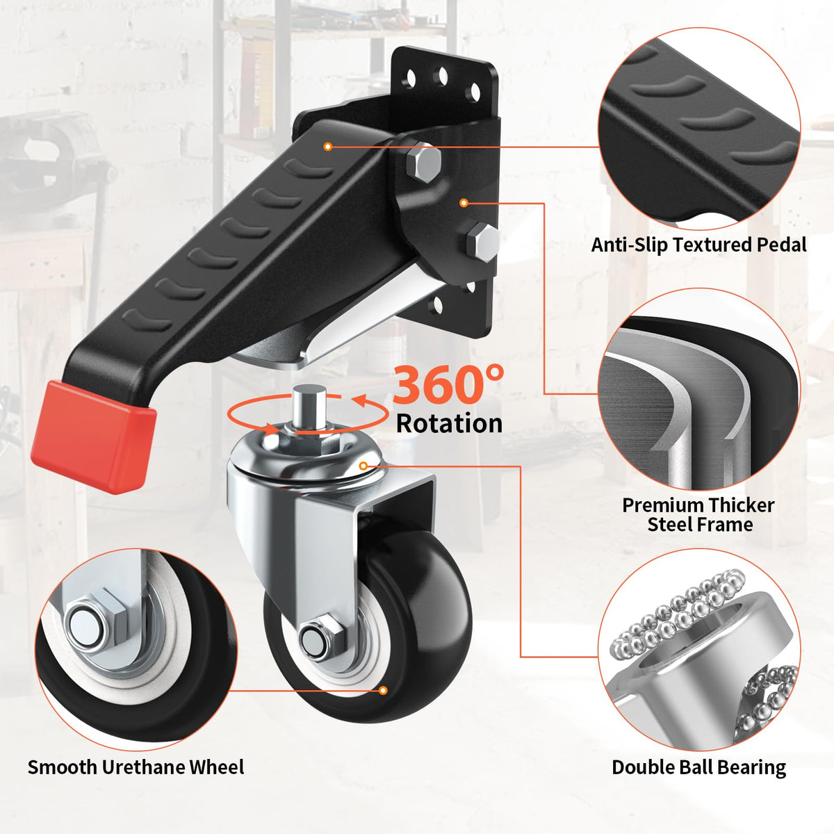 Workbench Casters kit 660 Lbs Retractable 4 Pack Y39517