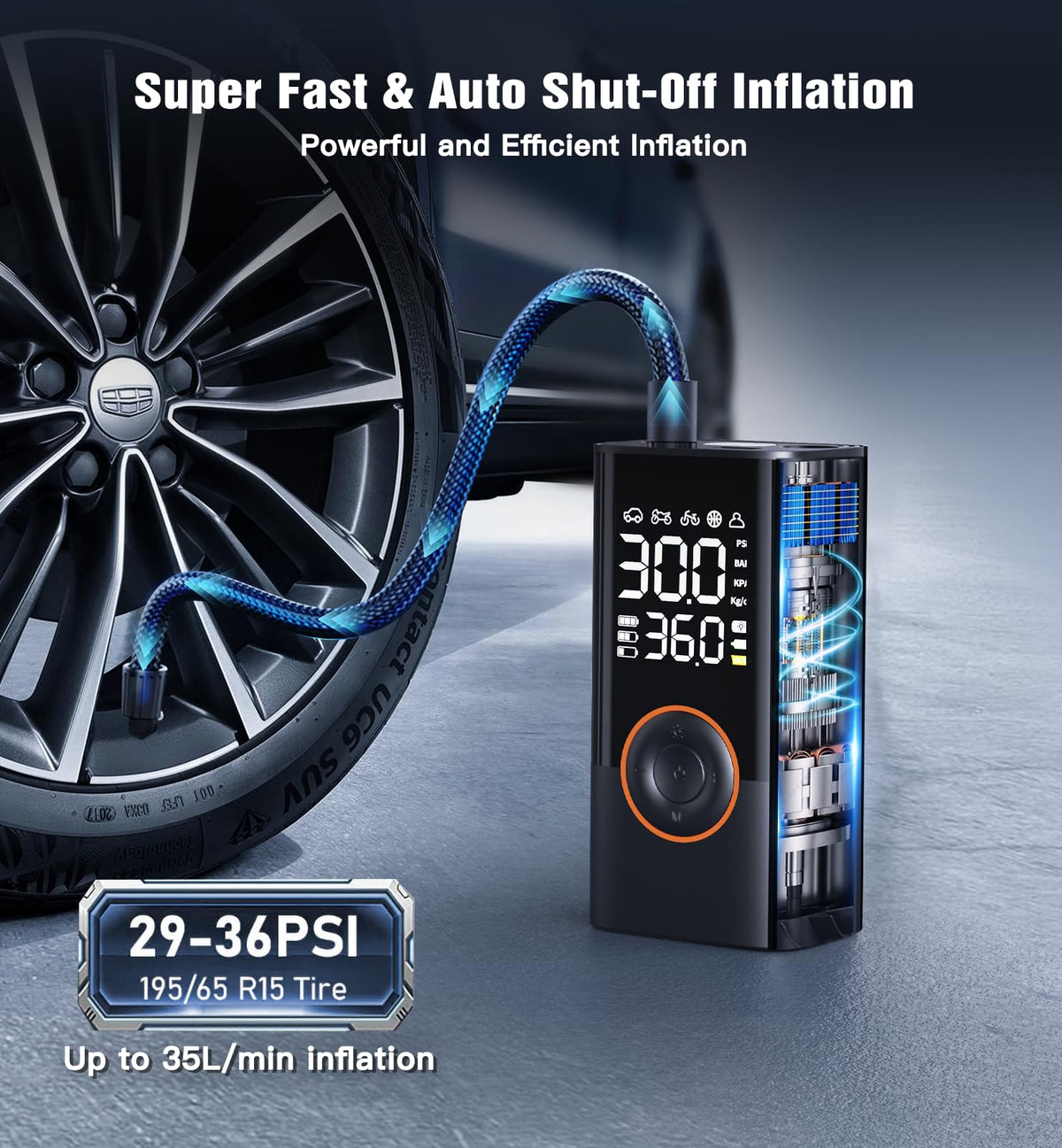 Portable Cordless Tire Inflator Air Compressor 150PSI U552