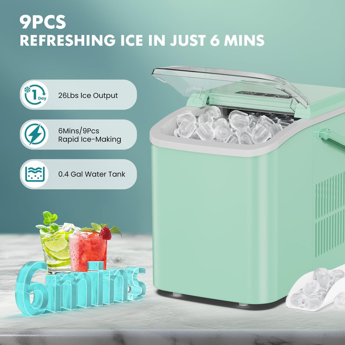 Portable Ice Maker Machine with Handle H962