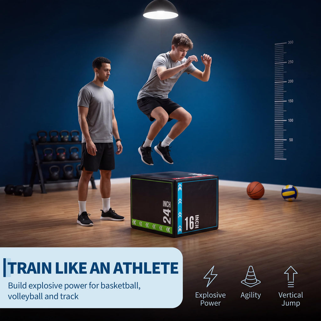 3 in 1 Plyometric Jump Box with Non-Slip Surface J7448