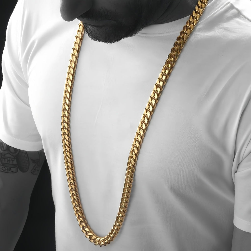 15mm 18k Gold Stainless Steel Cuban Link Chain G8908