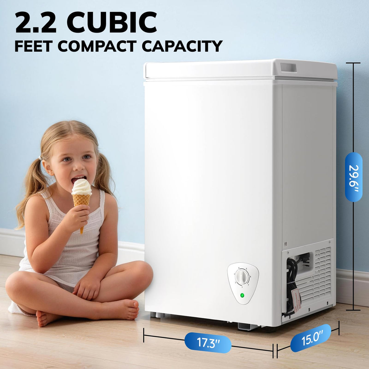 White 2.2 Cu Ft Chest Freezer with Storage Baskets B558