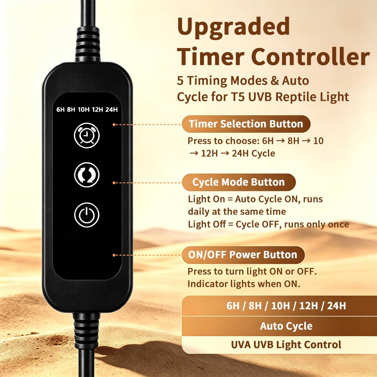 8W UVB Reptile Light Fixture Combo Kit with Timer Z516795