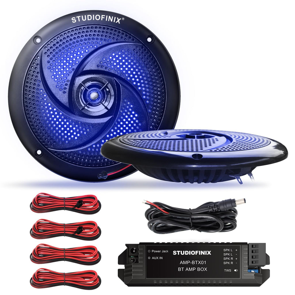 4 Inch 80W Bluetooth Waterproof Marine Speakers 2 Way Black X8546