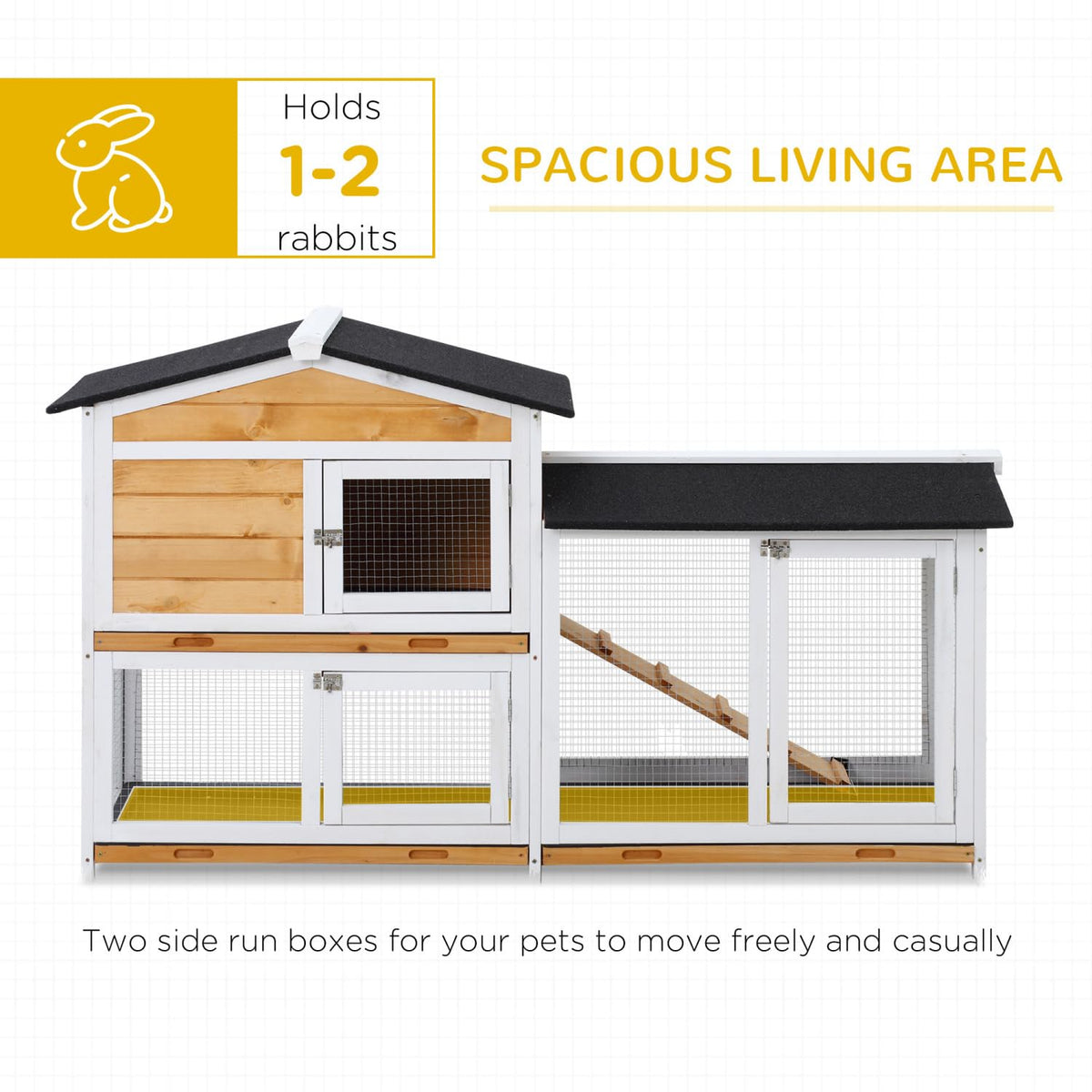 2-Story Wooden Rabbit Hutch with Ramp V898258