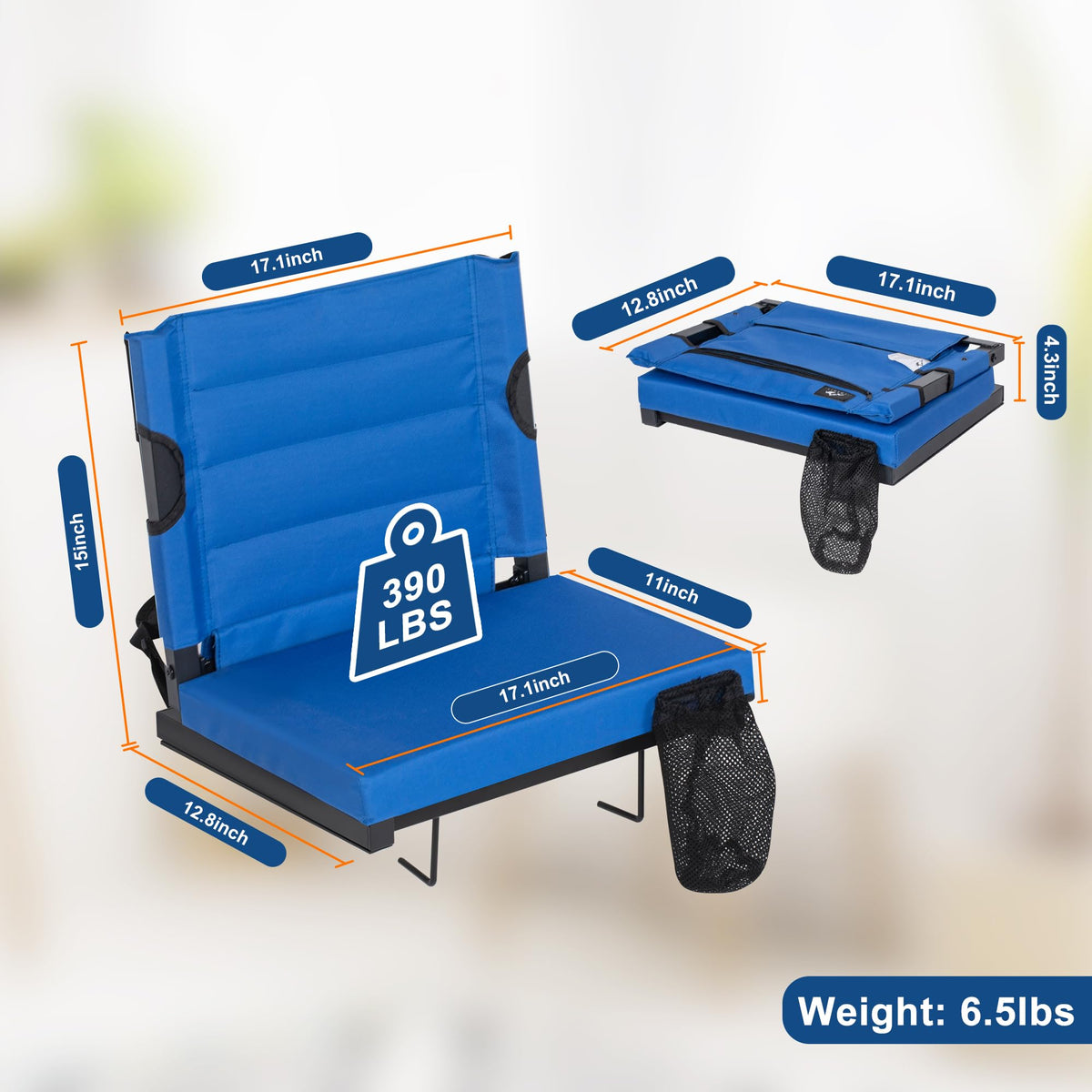 2 Pack Blue Stadium Seats for Bleachers with Back Support C32136