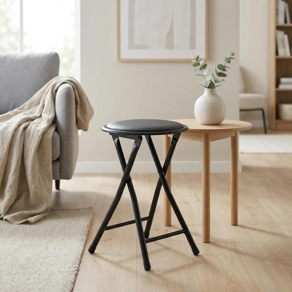18" Black Folding Metal Stool W682