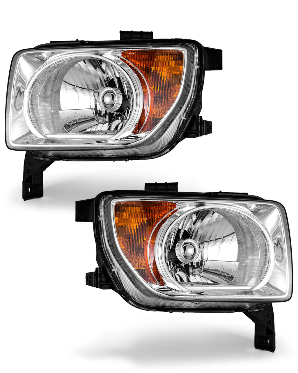 Honda Element 2003-2006 Headlight Assembly Chrome Housing Amber Reflector Driver and Passenger Side B326256