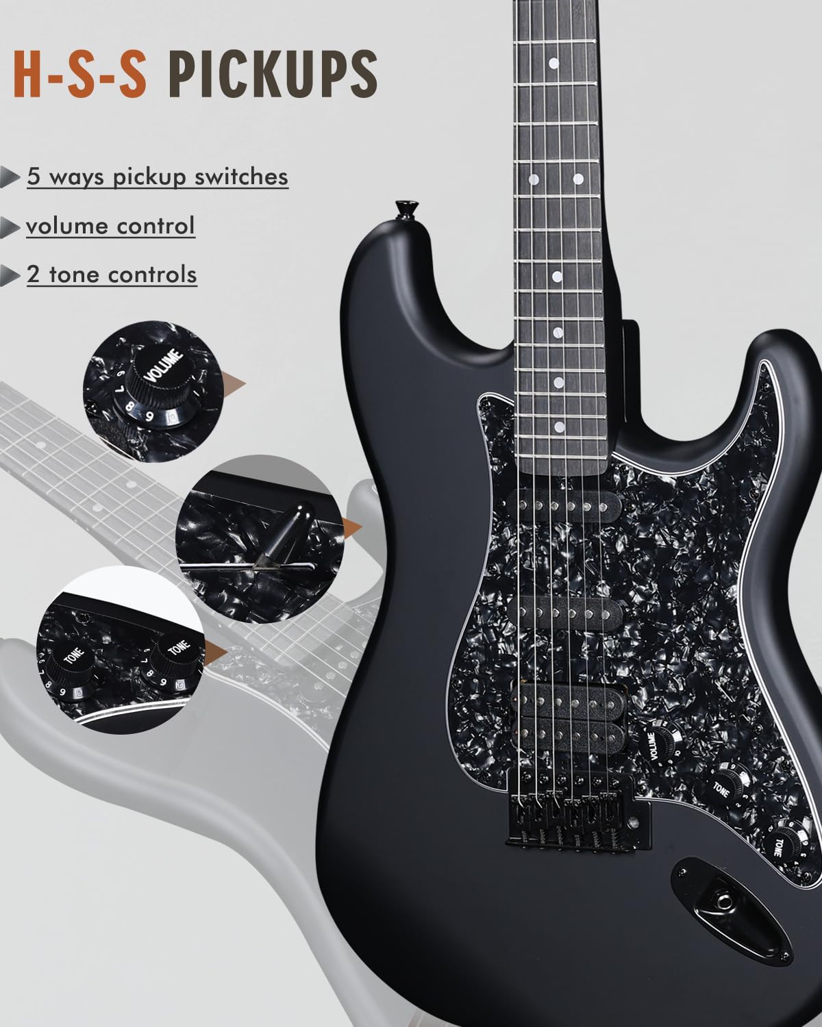 Full Size HSS Electric Guitar with 12 Accessories K654
