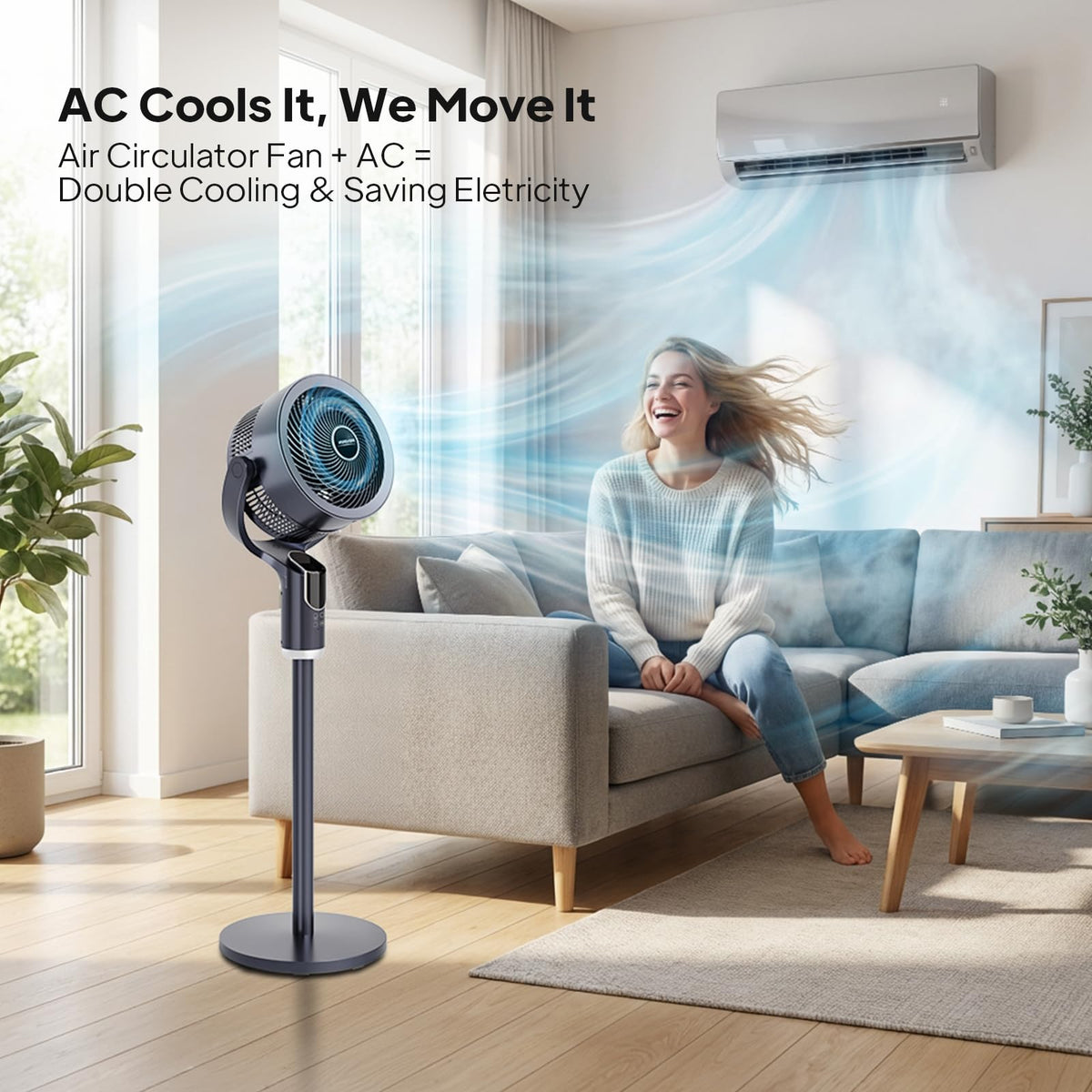 3-in-1 Pedestal Tabletop Fan with Remote Grey 2-Pack E4477