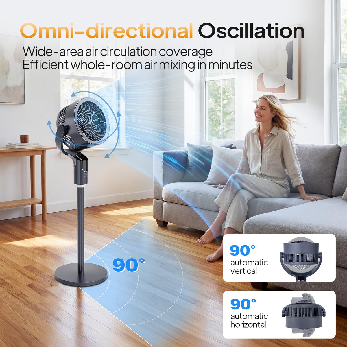 3-in-1 Pedestal Tabletop Fan with Remote Grey 2-Pack E4477