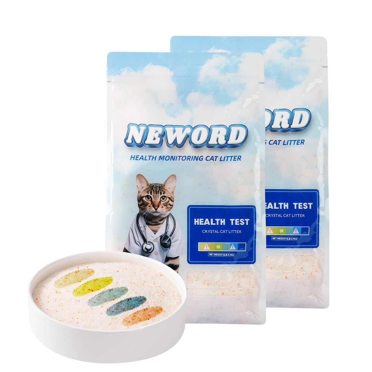 Silica Gel Cat Litter with Color Changing Urine pH Indicator, 12LB (2 Packs) B3384