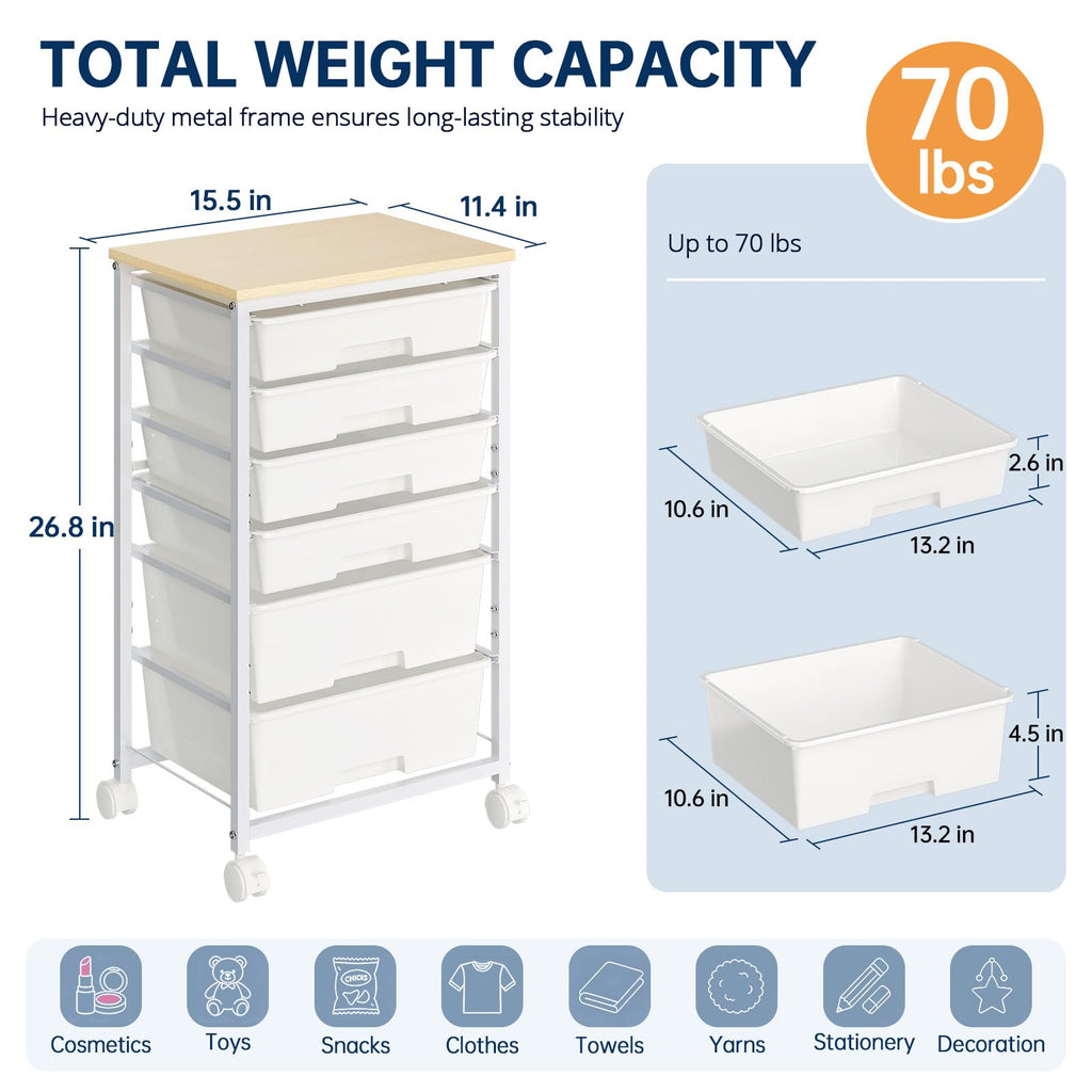 Rolling Storage Cart with 6 Drawers S21359