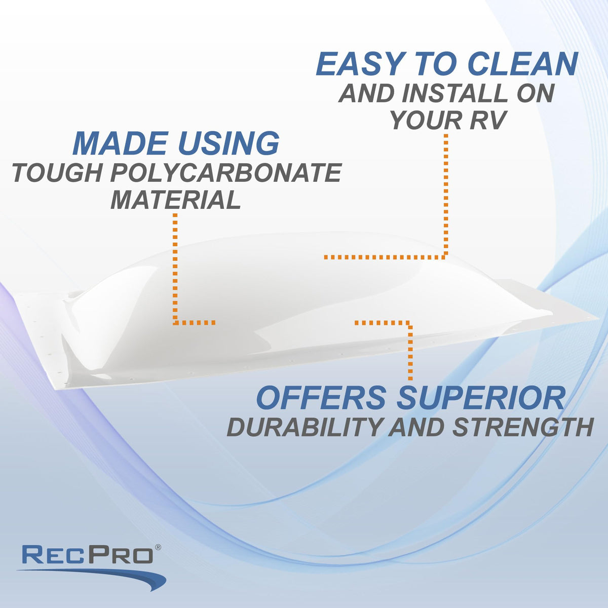 White Impact Resistant RV Skylight Dome J8903