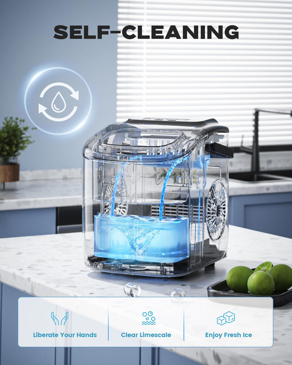 Countertop Ice Maker with Carry Handle, 26lbs/24Hrs Z6644