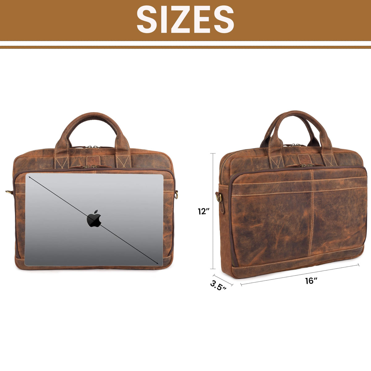 Full Grain Leather Messenger Bag T8874