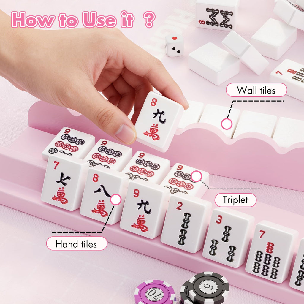 Wooden Mahjong Racks with Pushers W879769