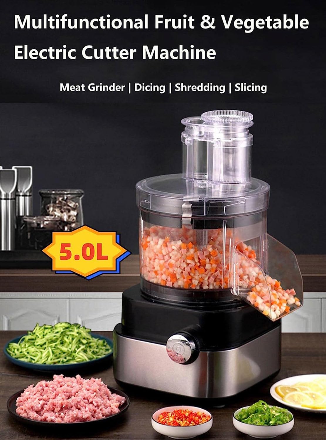 600W 4 in 1 Electric Vegetable Dicer with Dicing Molds R599