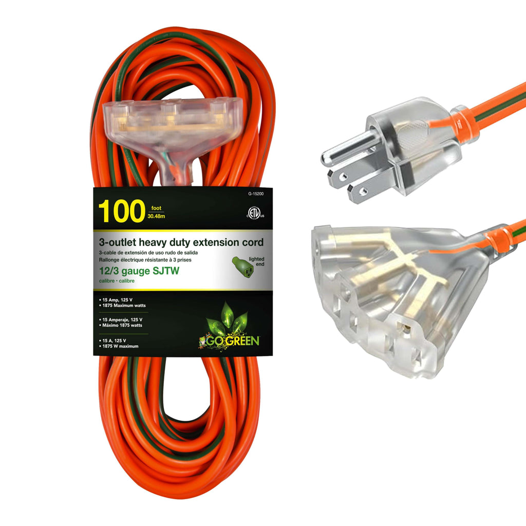 100ft Heavy Duty 3-Outlet Extension Cord X786239