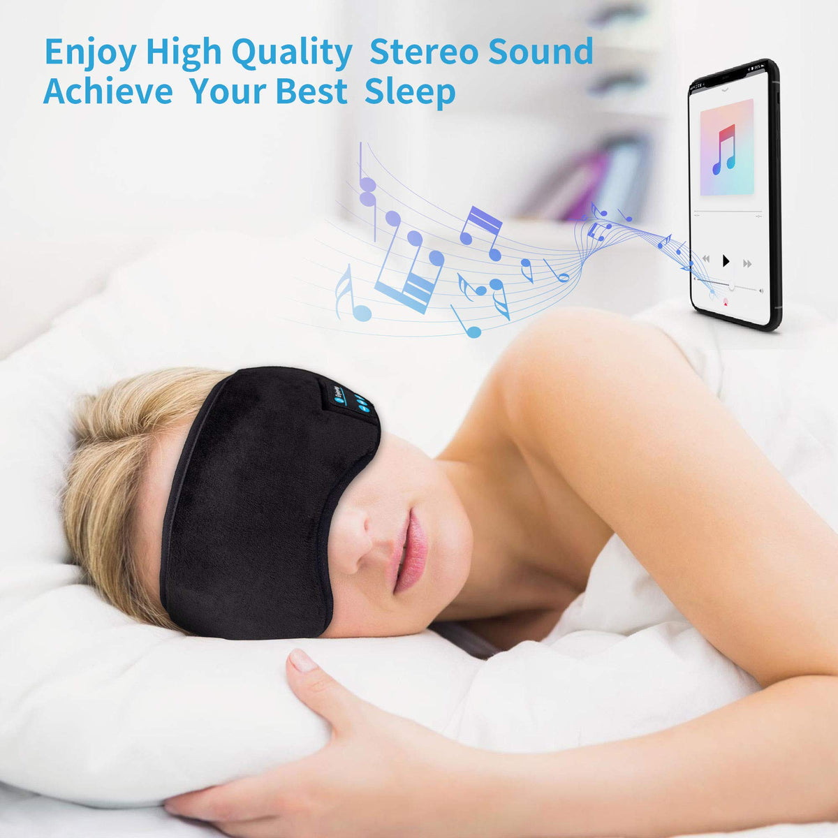 Bluetooth Sleep Headphones Eye Mask with Built-in Speakers Microphone K7724