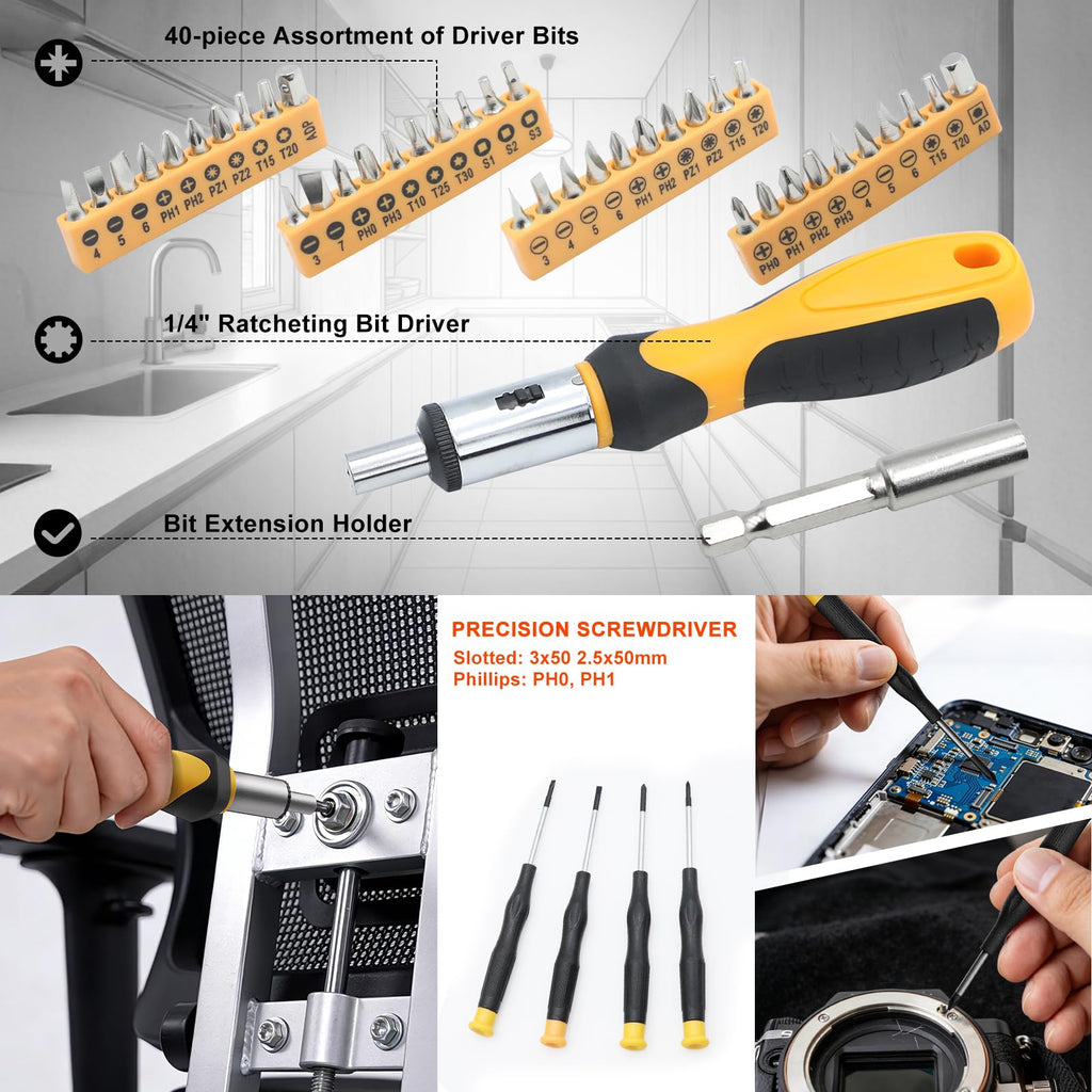 199 Piece Tool Kit with Socket Wrench Tool Box Case L81353