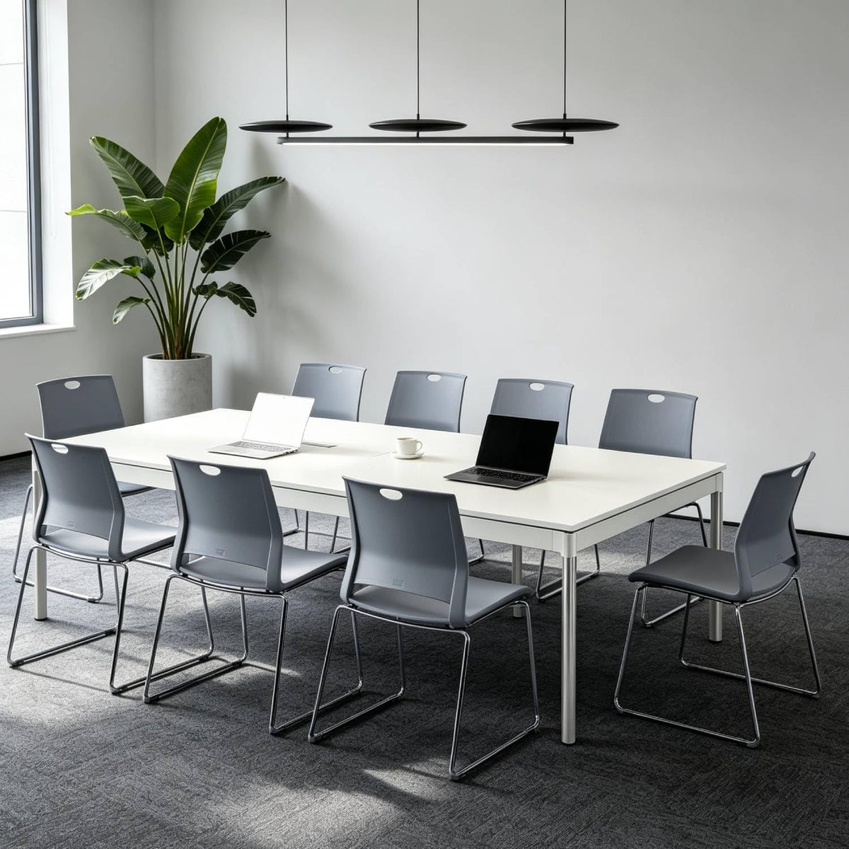 Grey Plastic Stack Chair 4-Pack I181823