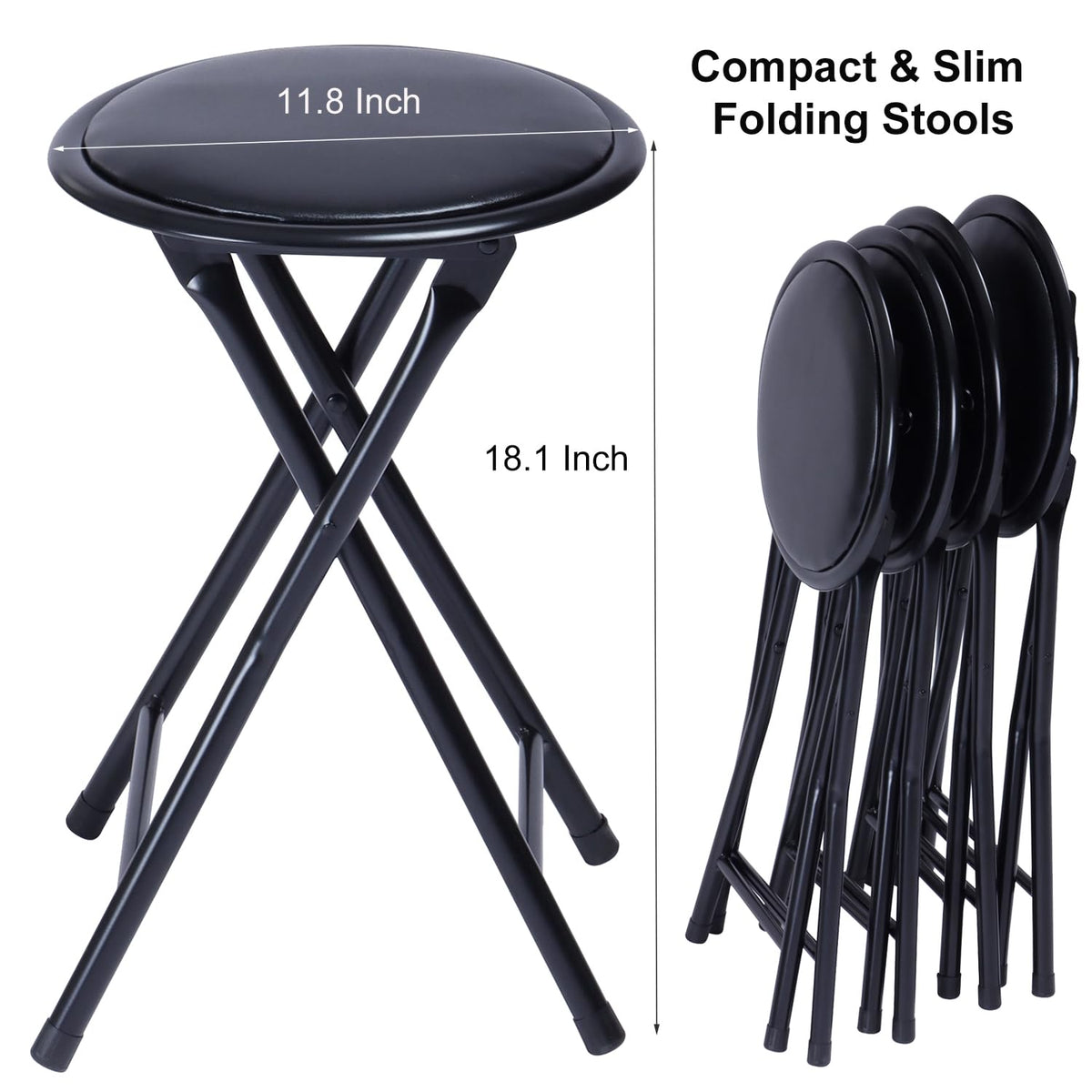 18" Black Folding Metal Stool W682