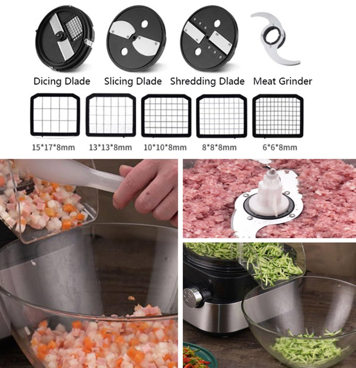 600W 4 in 1 Electric Vegetable Dicer with Dicing Molds R599