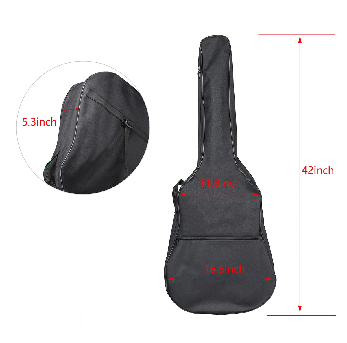 40 Inch Water-resistant Acoustic Guitar Bag with Shoulder Strap and Pocket V844855