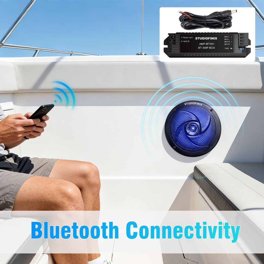 4 Inch 80W Bluetooth Waterproof Marine Speakers 2 Way Black X8546
