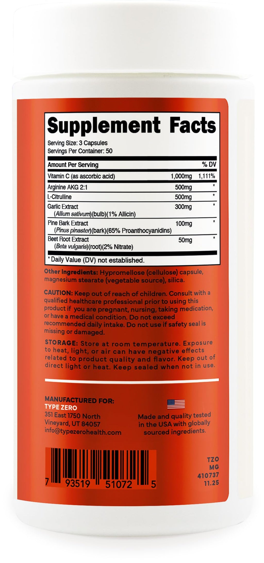 Nitric Oxide Booster 150 Veggie Capsules W685