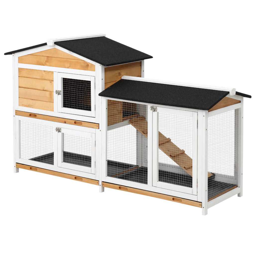 2-Story Wooden Rabbit Hutch with Ramp V898258