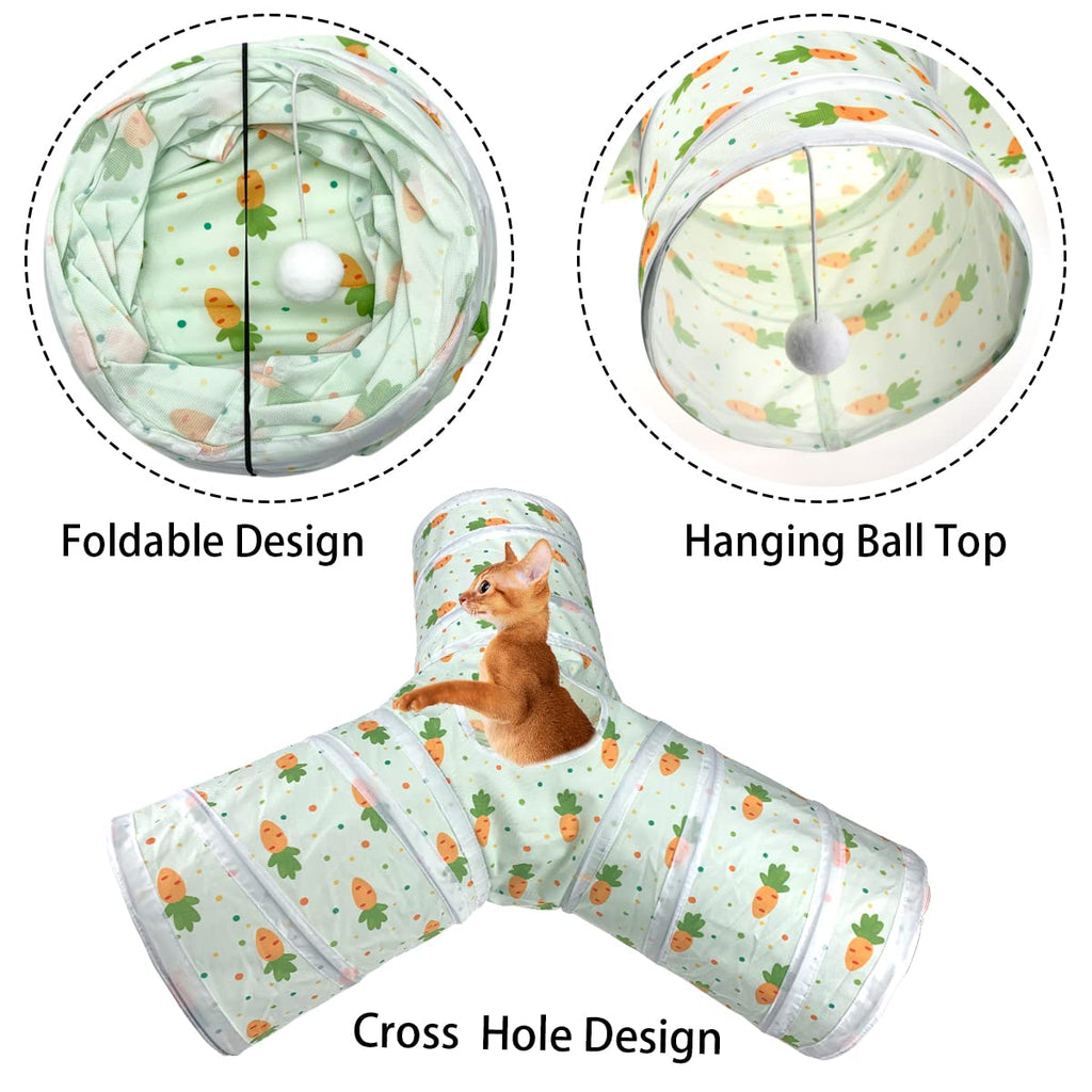 3 Way Collapsible Tunnel with Carrot Patterns Small Pet Hideout C688202