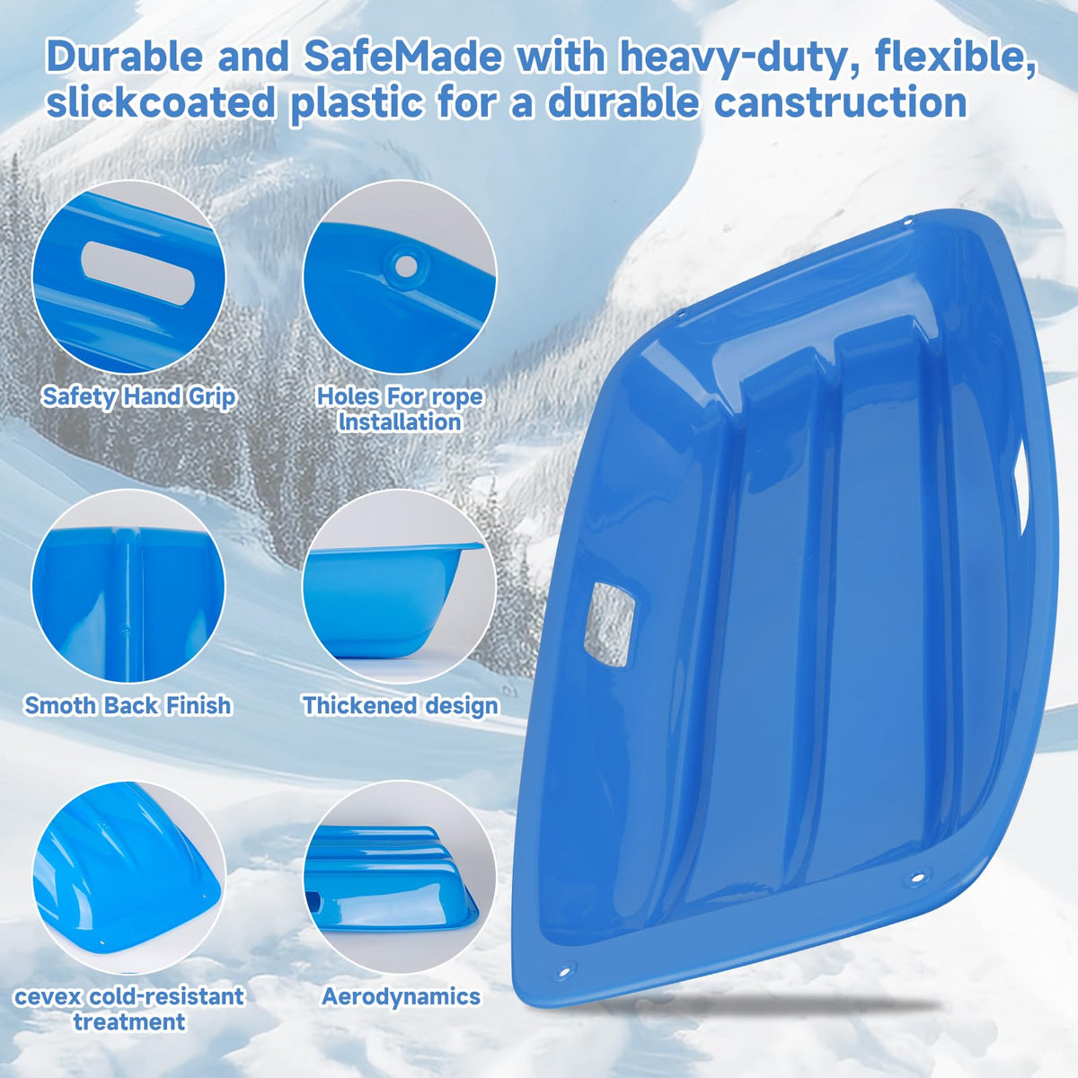 35 inch Plastic Snow Sled with Leash A665237