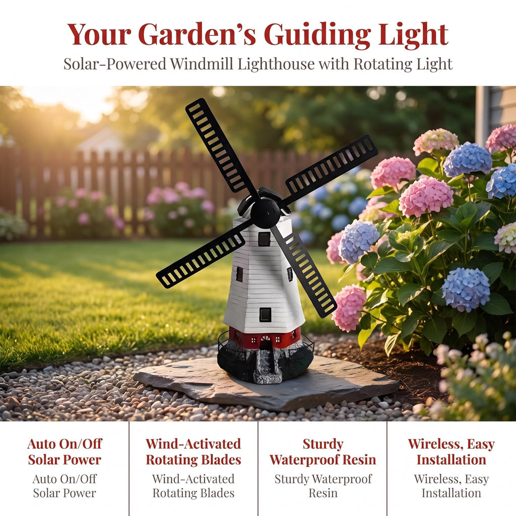 Solar Powered Lighthouse Statue 13 inch Y4943