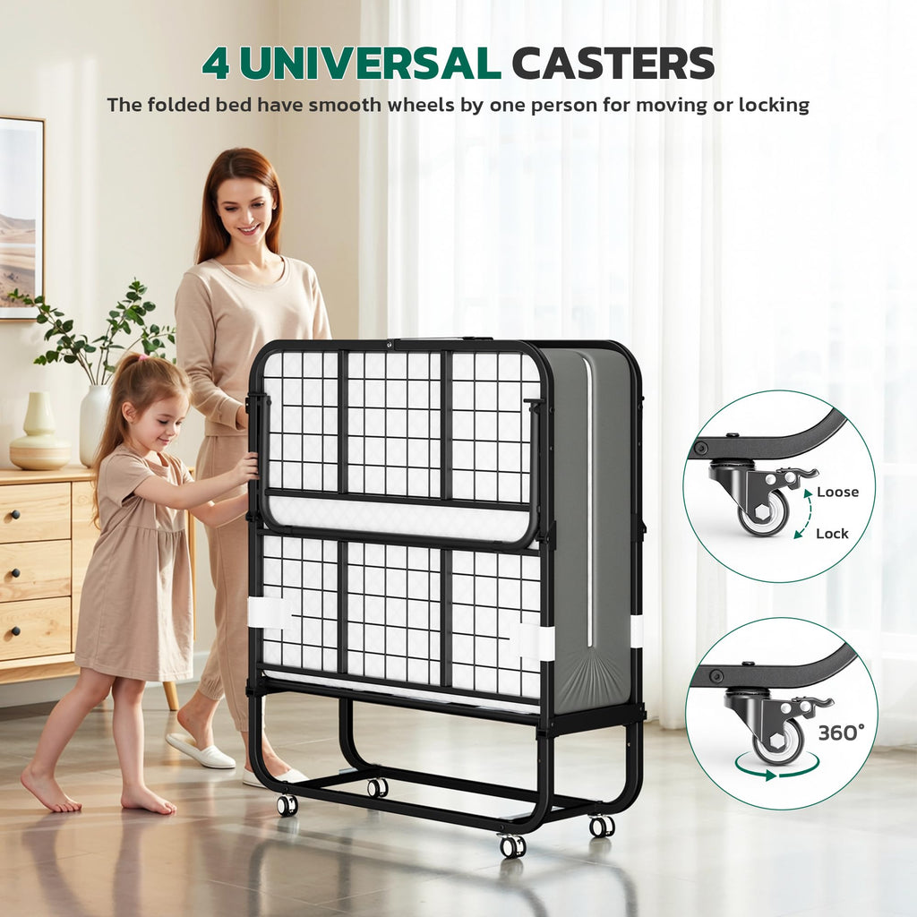 Folding Bed with 5 Inch Mattress, Twin Size L365325